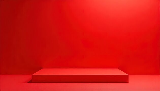 Red platform against a red wall background