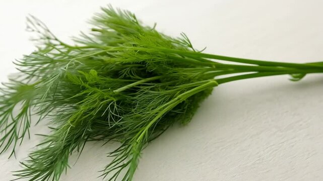 Fresh organic dill sprigs with feathery green leaves isolated.