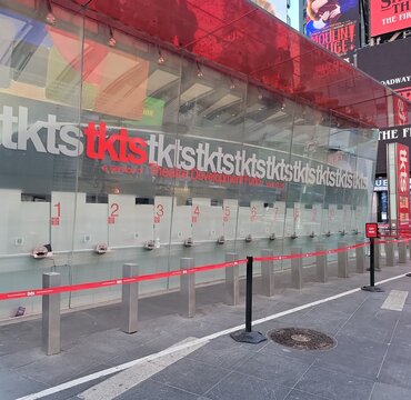 TKTS Discount Booth Times Square, New York City, USA, sells affordable tickets to Broadway and Off-Broadway shows. It is fan-favorite ticket hub in the heart of Times Square.