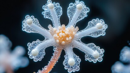 Microscopic Sea Anemone Closeup, Ocean Floor, Background Blurred, Nature