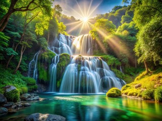 Obraz premium Stunning Mirando Cascada waterfall photos; high-resolution images.