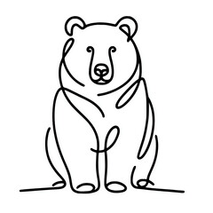 Naklejka premium Minimalist bear line silhouette illustration