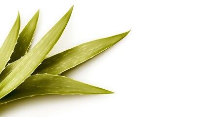 Obraz premium Close-up of vibrant green aloe vera leaves on a white background, ideal for wellness and skincare themes