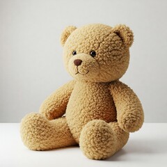 Fototapeta premium cute brown teddy bear sitting on white background