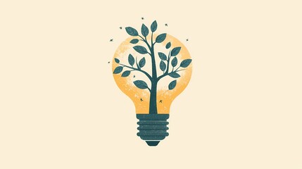 Sustainable Growth Concept Nature Illustration Eco-Friendly Creative Light Bulb