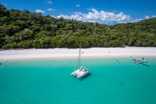 Yachts at Whitehaven Beach in the Whitsundays