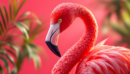 Obraz premium Pink Flamingo Close Up Tropical Bird Photography