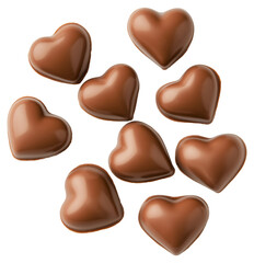 Fototapeta premium Heart shaped chocolates isolated on transparent background.