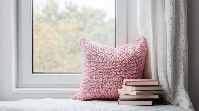 National Day of Unplugging concept. Cozy Reading Nook with Natural Light by Window in Bright and Airy Home Interior