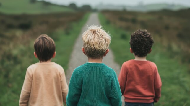 National Day of Unplugging concept. Family Cycling on a Scenic Countryside Trail in Nature