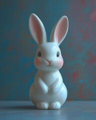 Easter Bunny Figurine on a Soft Pastel-Colored Background, Perfect for Spring Celebrations