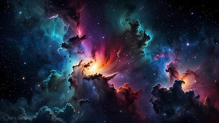 Fototapeta premium Colorful space galaxy cloud nebula. Stary night cosmos backgroud