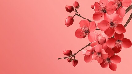 Naklejka premium Delicate Coral Blossoms Branching Out Gently