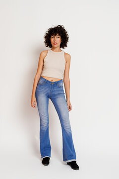 Model poses in casual outfit