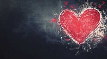 Flour dusted heart drawn on dark background