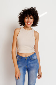 Curly short hair model