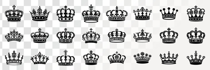 Obraz premium Elegant vintage crown isolated illustration, vector set