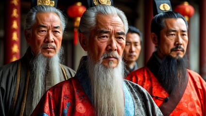 Obraz premium Wise elderly men in traditional chinese attire