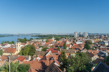 Obraz premium Panoramic view of Zemun from Gardos Tower to old historical town. Belgrade, Serbia