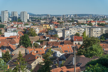 Obraz premium Panoramic view of Zemun from Gardos Tower to old historical town. Belgrade, Serbia