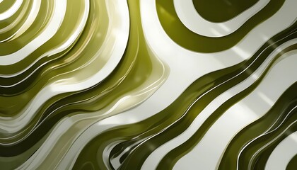 Abstract Olive Green and White Wave Pattern Design