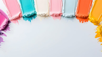 Colorful paint strokes border; blank space; art design