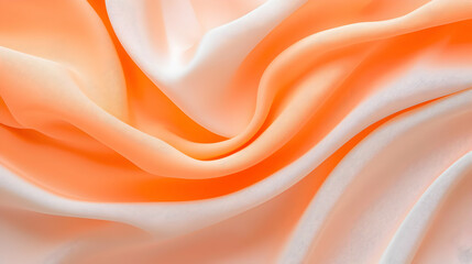 Obraz premium Peach and white silk fabric drapes, soft folds, studio shot, textile background