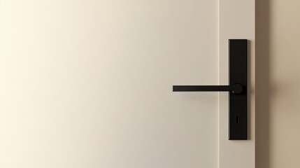 Modern black door handle on white door, interior design, home improvement