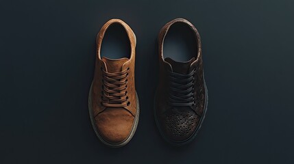Elegant Leather Sneakers in Different Shades of Brown on Dark Background