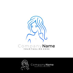 icon of a sexy woman with long hair, line style design