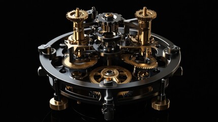 Intricate gold and black clockwork gears mechanism