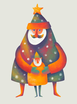 Colorful illustration of a festive characters 
