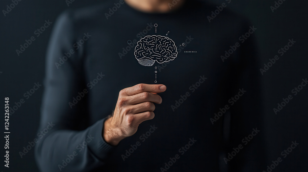 Aufkleber person holding digital representation of brain, symbolizing ai and technology. image conveys innovat