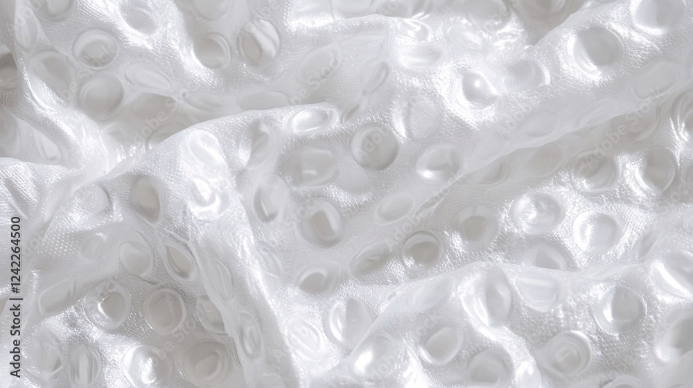 Poster Elegant white cloth texture with circular pattern creating graceful waves and folds