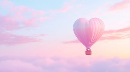 Obraz premium Romantic Hot Air Balloon Ride in Beautiful Sunrise Sky
