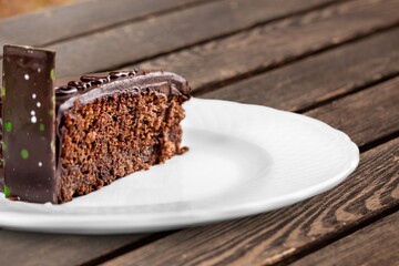 Delicious Slice of sweet tasty Cake with Cream