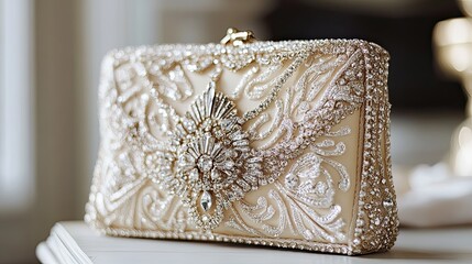 Exquisite beaded clutch with shimmering crystals for sophisticated elegance