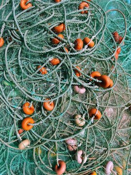 Tangled Fishing Nets with Buoys 