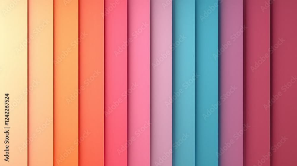 Poster smooth and radiant pastel gradient background featuring vibrant colors in vertical stripes, creating cheerful and uplifting atmosphere
