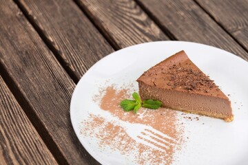 Delicious Slice of sweet tasty Cake with Cream