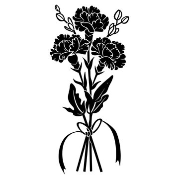 recommend clip art: Carnations with Sweet Peas Flower silhouette flowers drawing vector