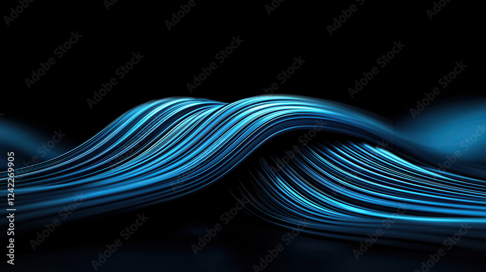 Aufkleber abstract energetic wavy light trails in blue tones create mesmerizing visual effect, showcasing high