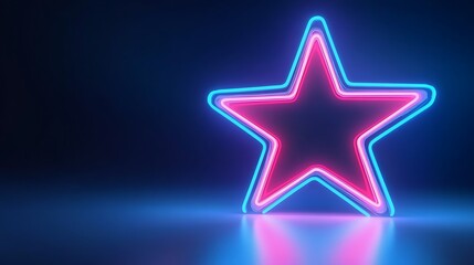 Neon Pink and Blue Star Glowing Brightly
