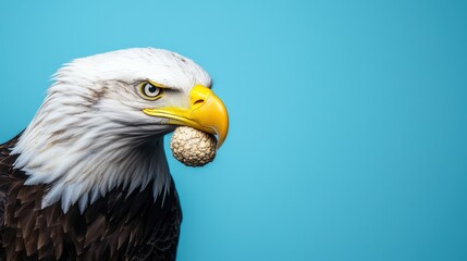 Obraz premium World Wildlife Day concept. Majestic Bald Eagle Soaring Over Mountain Range with Outstretched Wings