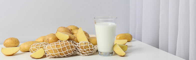Potato milk, concept of fresh and healthy drink