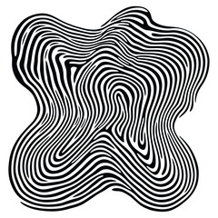 Organic shape flat line illusion art psychedelic lines vector