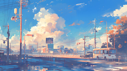 Fototapeta premium Traffic anime style