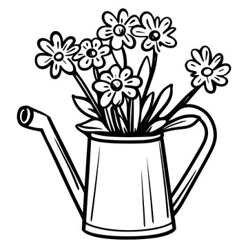 recommend clip art: Watering can with flowers art watering simple vector