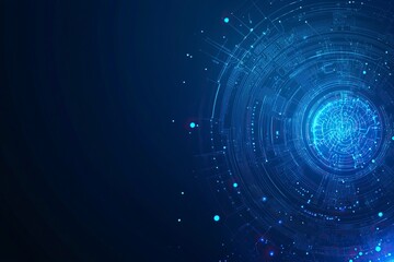 Fototapeta premium Abstract background with digital brain and circuit board elements on blue futuristic technology concept banner for artificial intelligence technology,