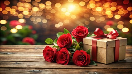 49th Birthday Celebration with Red Roses in a Gift on Wooden Desk â€“ Elegant and Thoughtful Gift Ideas for Milestone Birthdays